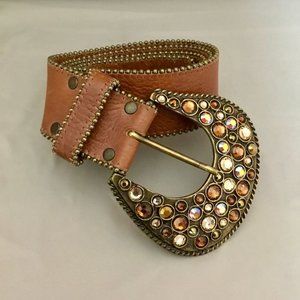 Rhinestone Bling Soft Suede Leather Belt M